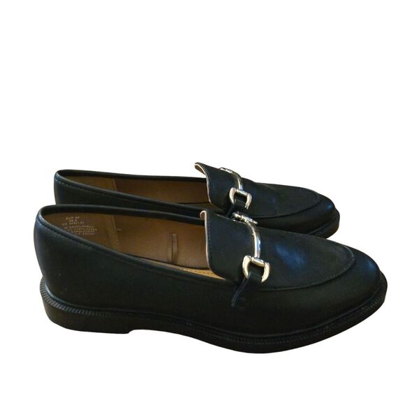 H&M Loafers Size 8/39 Horse Bit Buckle Shoe Black/Gold Preppy Old Money - Picture 2 of 13